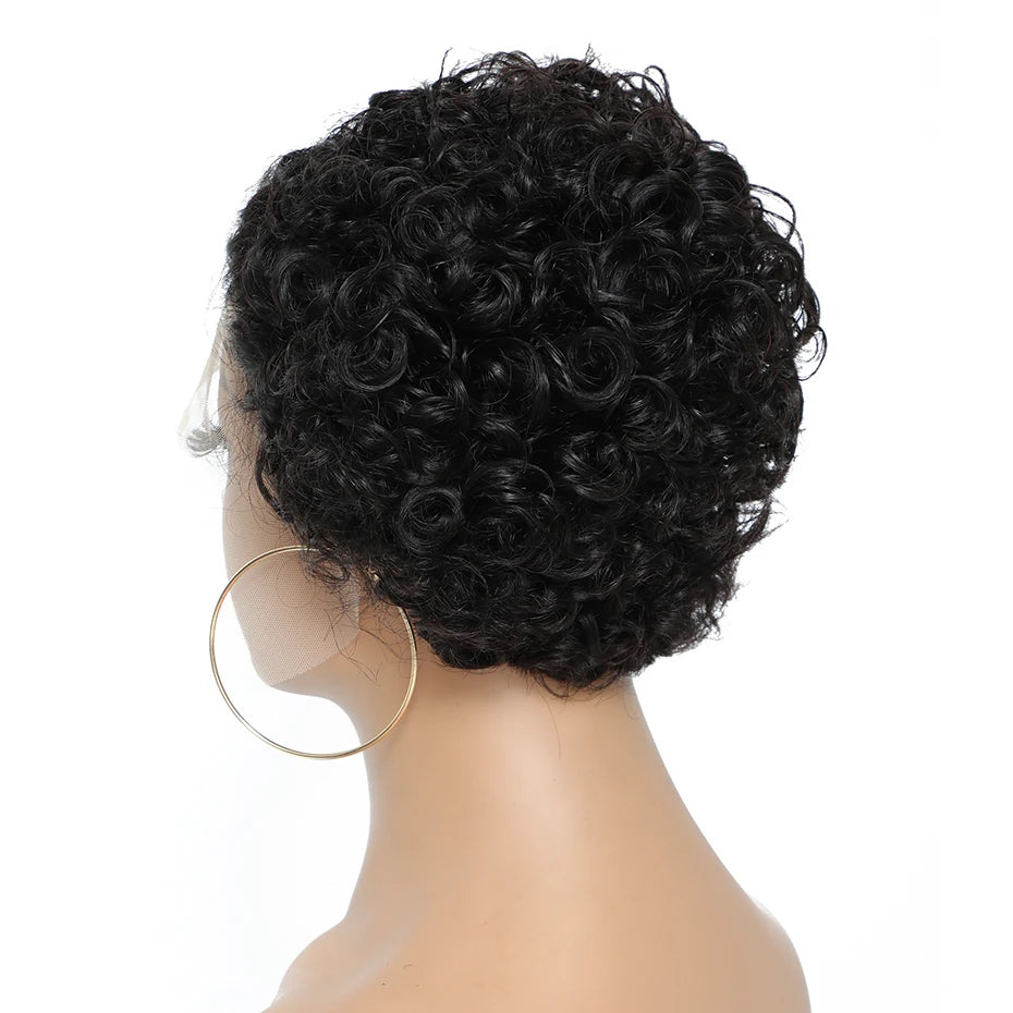 99J Pixie Cut Wig – Short Curly Bob Lace Front Human Hair Wig for Women | Natural Black or Blonde Options