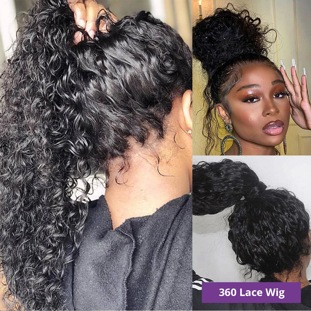 Water Wave Lace Front Wig – Long Curly Human Hair 4x4, 5x5, 13x4, 13x6 or 360 HD Lace Closure Wig for Women