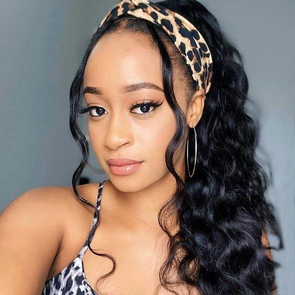 Body Wave Headband Wig – 100% Remy Human Hair, 180% Density, Glueless for Black Women