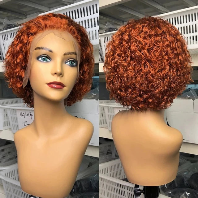 99J Pixie Cut Wig – Short Curly Bob Lace Front Human Hair Wig for Women | Natural Black or Blonde Options