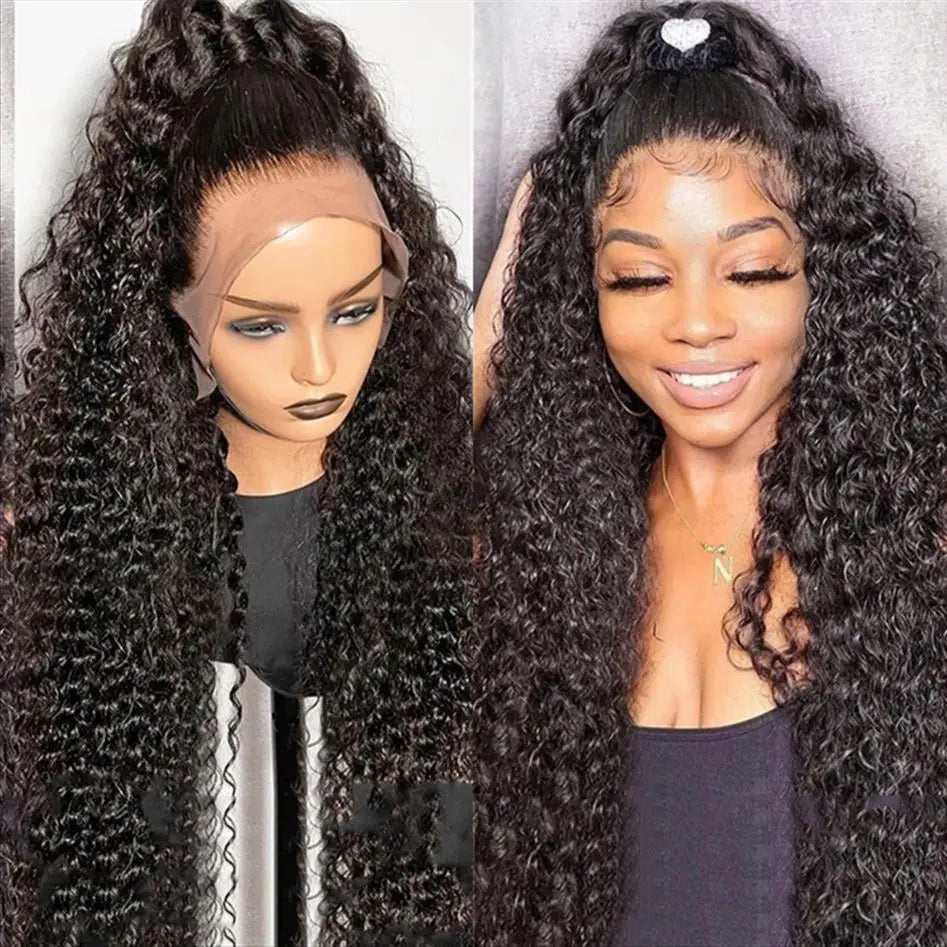 Kinky Curly HD Lace Frontal Wig 100% Brazilian Human Hair | 13x6 Water Deep Wave Lace Front Wig