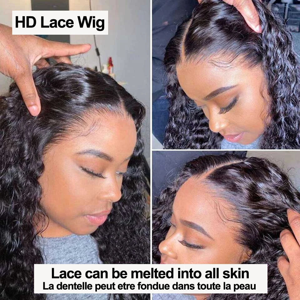 Kinky Curly HD Lace Frontal Wig 100% Brazilian Human Hair | 13x6 Water Deep Wave Lace Front Wig