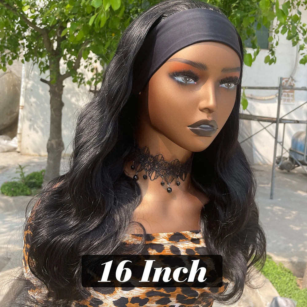 Body Wave Headband Wig – 100% Remy Human Hair, 180% Density, Glueless for Black Women