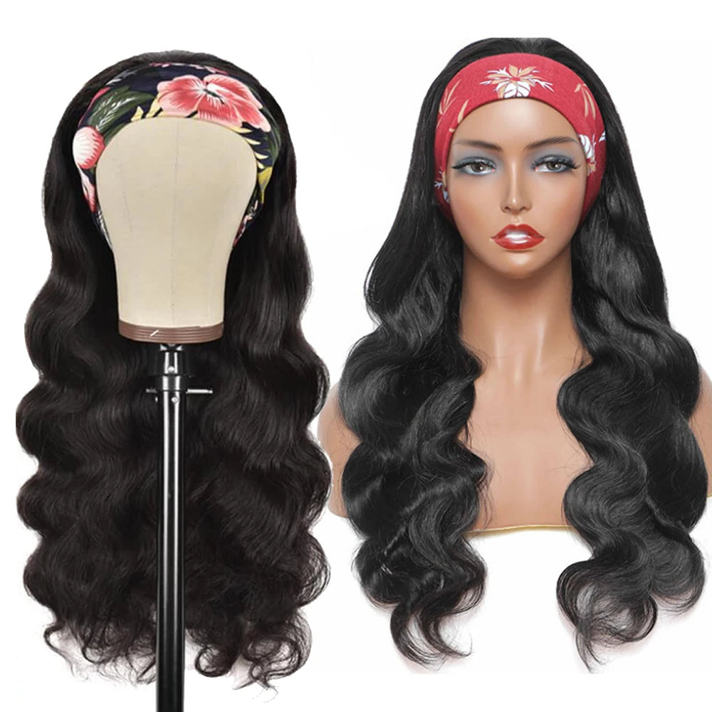 Body Wave Headband Wig – 100% Remy Human Hair, 180% Density, Glueless for Black Women