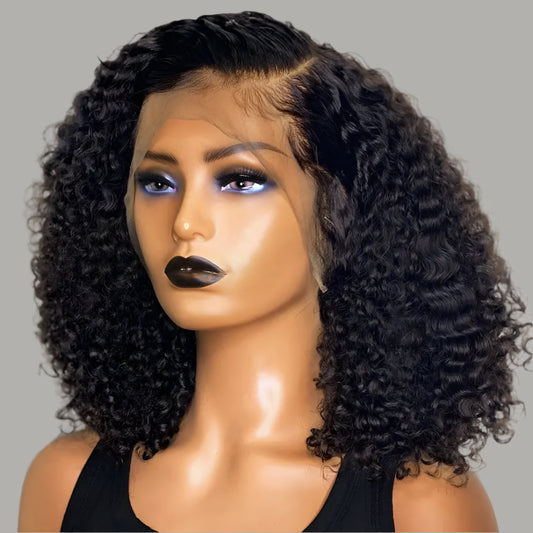 Short Curly Bob Wig – 13x4 Lace Front Human Hair, Pre-Plucked & Glueless Brazilian Wig
