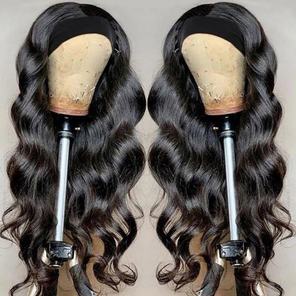 Body Wave Headband Wig – 100% Remy Human Hair, 180% Density, Glueless for Black Women