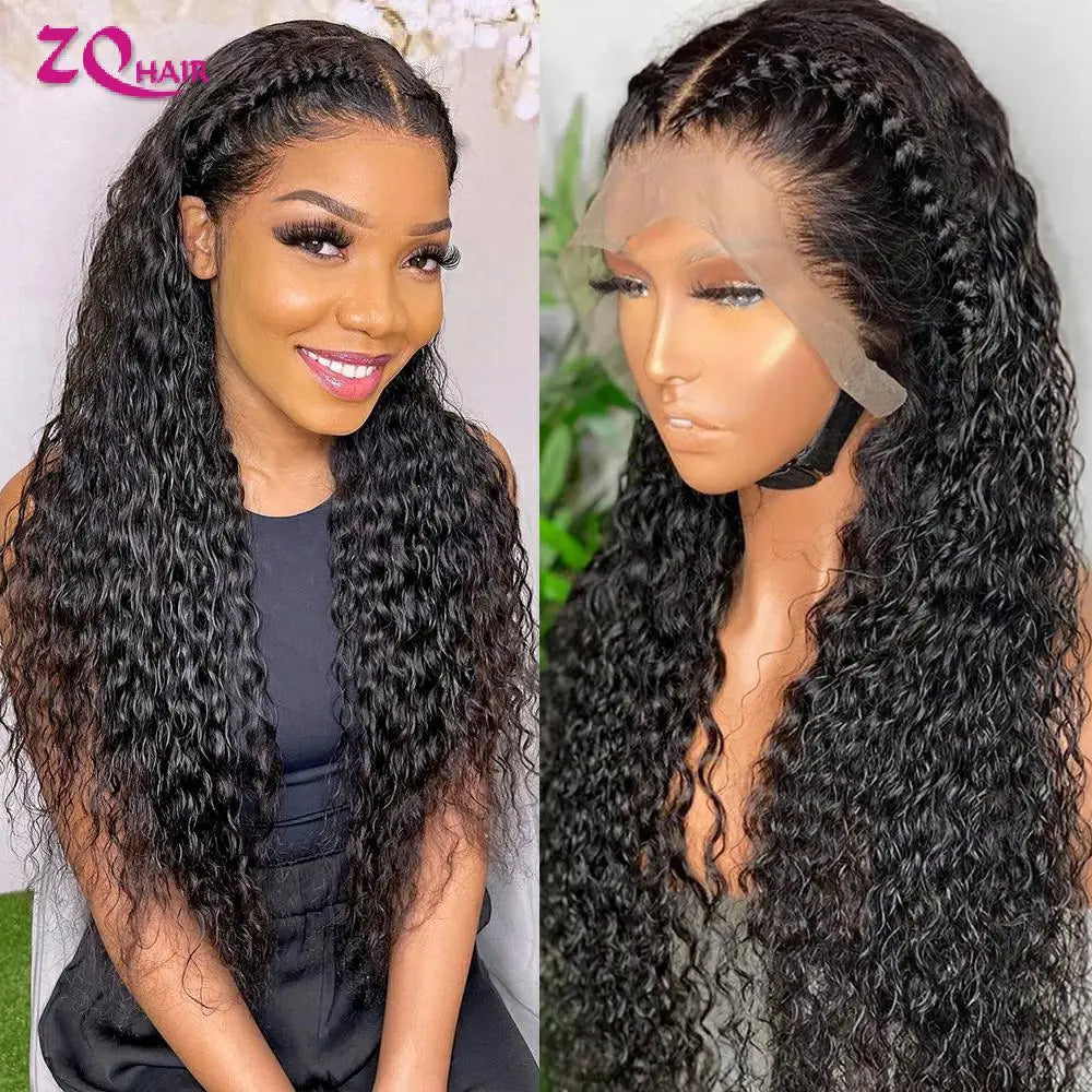 Kinky Curly HD Lace Frontal Wig 100% Brazilian Human Hair | 13x6 Water Deep Wave Lace Front Wig