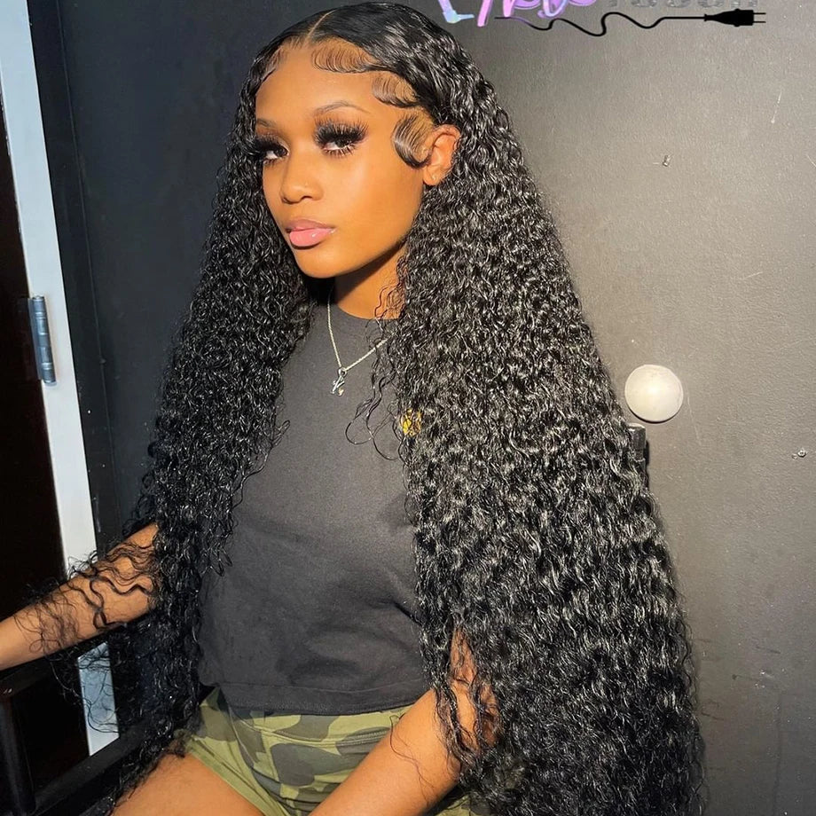 Water Wave Lace Front Wig – Long Curly Human Hair 4x4, 5x5, 13x4, 13x6 or 360 HD Lace Closure Wig for Women