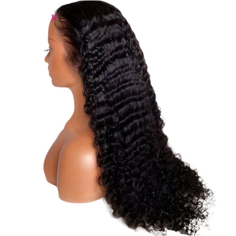 Kinky Curly HD Lace Frontal Wig 100% Brazilian Human Hair | 13x6 Water Deep Wave Lace Front Wig