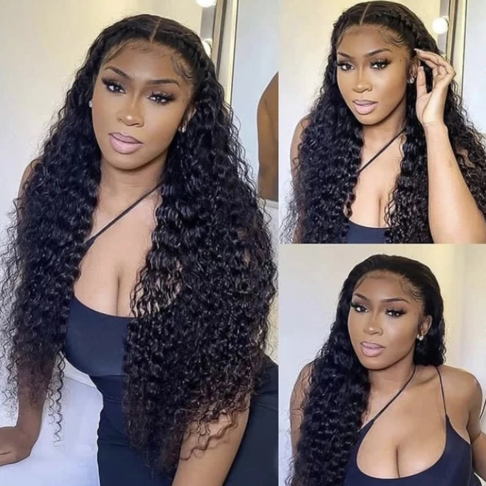 Kinky Curly HD Lace Frontal Wig 100% Brazilian Human Hair | 13x6 Water Deep Wave Lace Front Wig