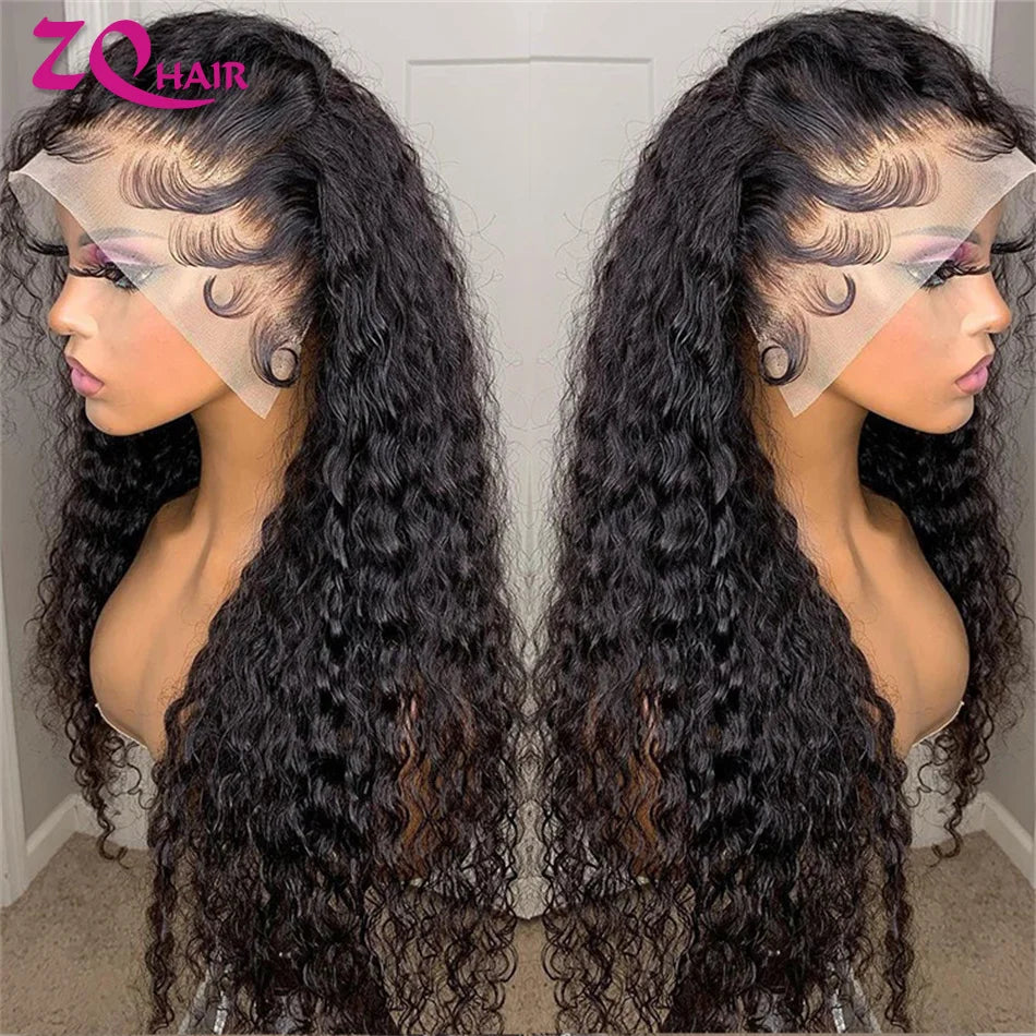 Kinky Curly HD Lace Frontal Wig 100% Brazilian Human Hair | 13x6 Water Deep Wave Lace Front Wig