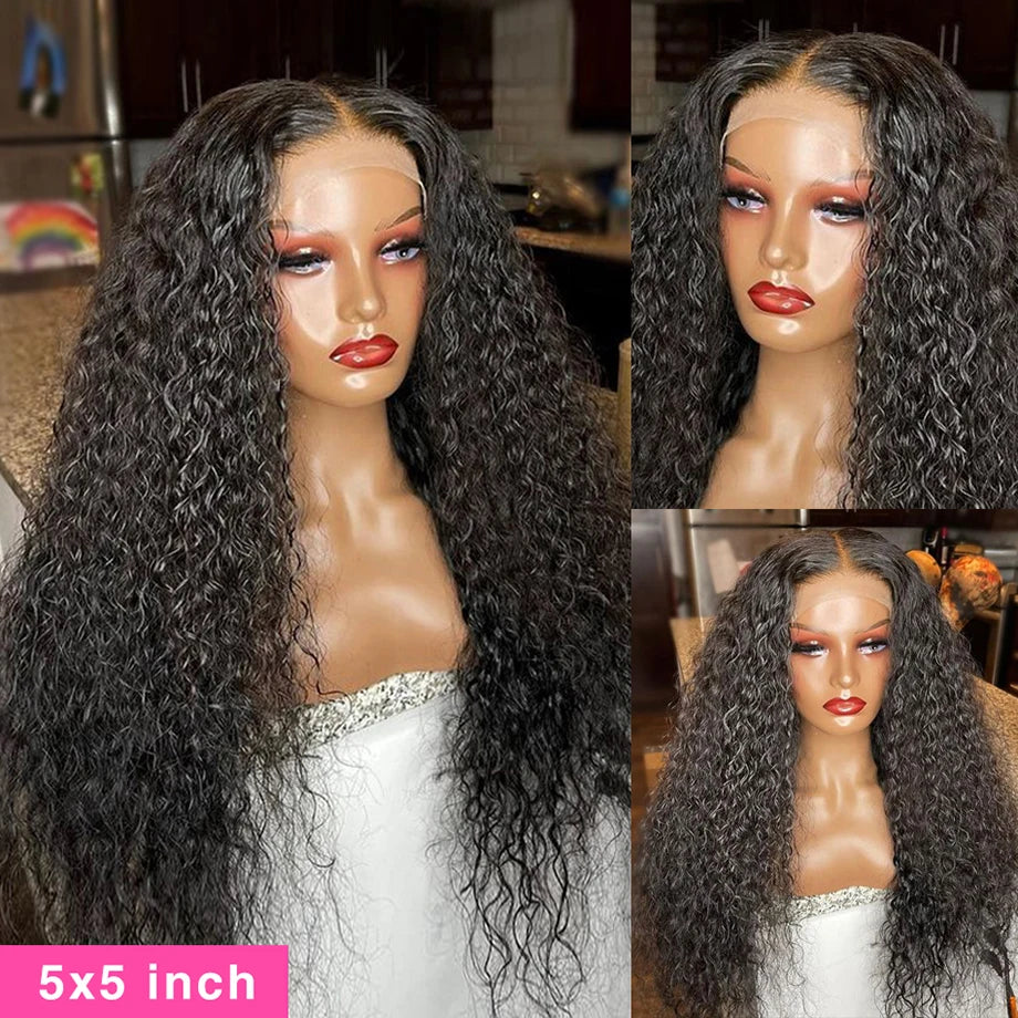 Water Wave Lace Front Wig – Long Curly Human Hair 4x4, 5x5, 13x4, 13x6 or 360 HD Lace Closure Wig for Women