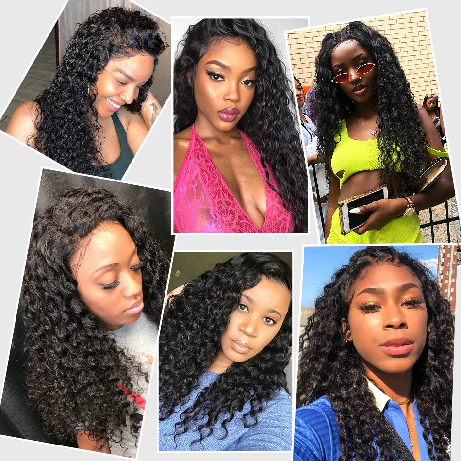 Kinky Curly HD Lace Frontal Wig 100% Brazilian Human Hair | 13x6 Water Deep Wave Lace Front Wig