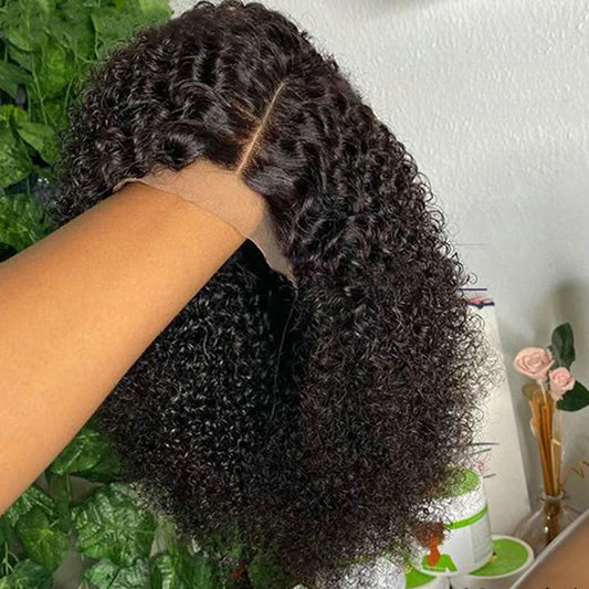 Kinky Curly Bob Wig – 100% Human Hair, 8–16 Inch Pre-Plucked T-Part Lace Wig for Women & Girls