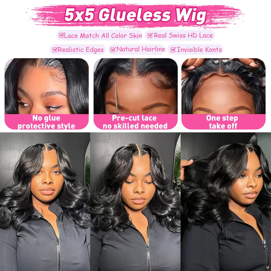 Linktowig 250% Density Body Wave Bob Wig – 13x6 & 13x4 HD Lace Front Human Hair Wig