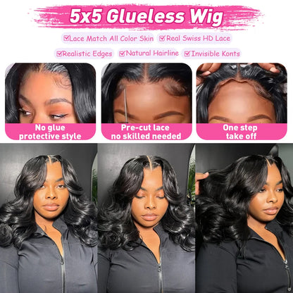 Linktowig 250% Density Body Wave Bob Wig – 13x6 & 13x4 HD Lace Front Human Hair Wig