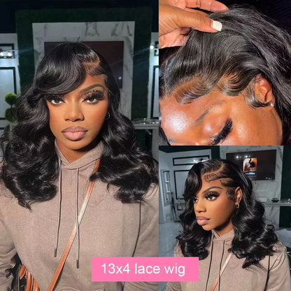 Linktowig 250% Density Body Wave Bob Wig – 13x6 & 13x4 HD Lace Front Human Hair Wig