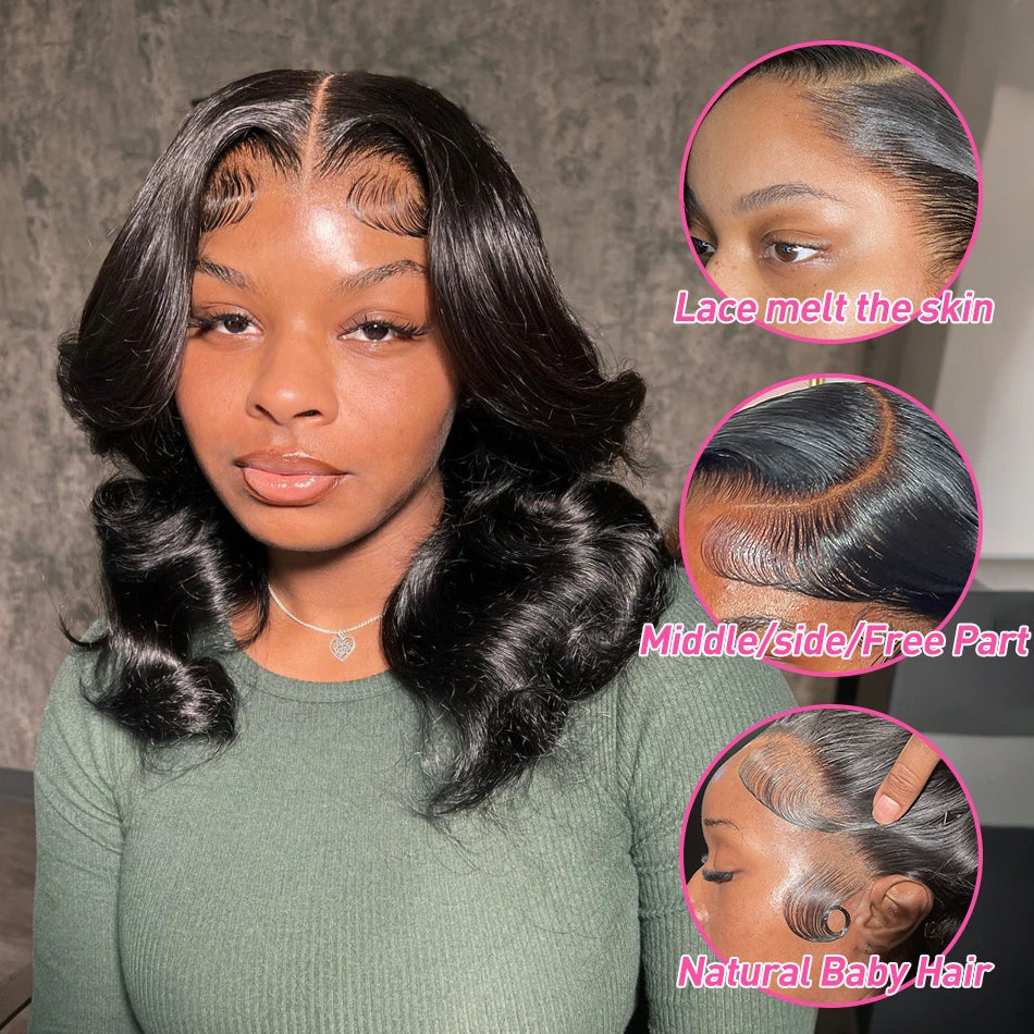 Linktowig 250% Density Body Wave Bob Wig – 13x6 & 13x4 HD Lace Front Human Hair Wig